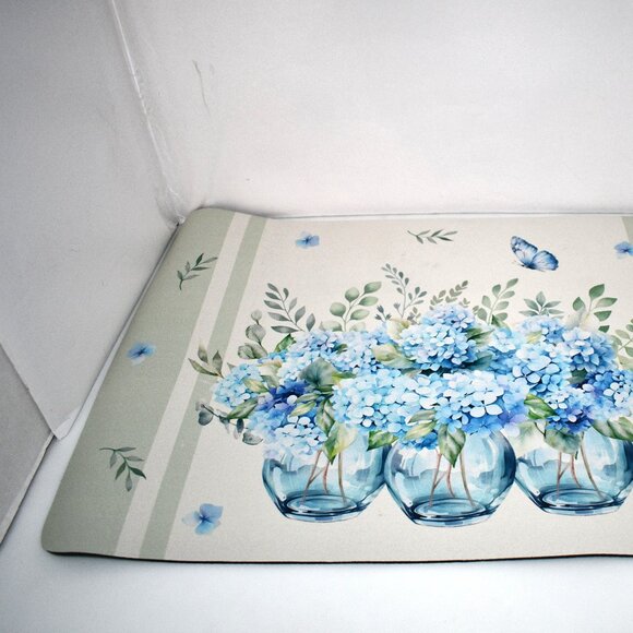 APROPHIC Spring Floral Bath Mat, Hydrangea Butterfly Bathroom Rug, Non-Slip, Abs - Picture 3 of 4